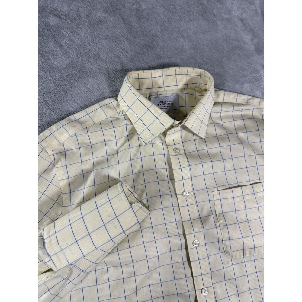 Charles Tyrwhitt Shirt Mens 13/35 Slim Fit Check French Cuff Non Iron Button Up